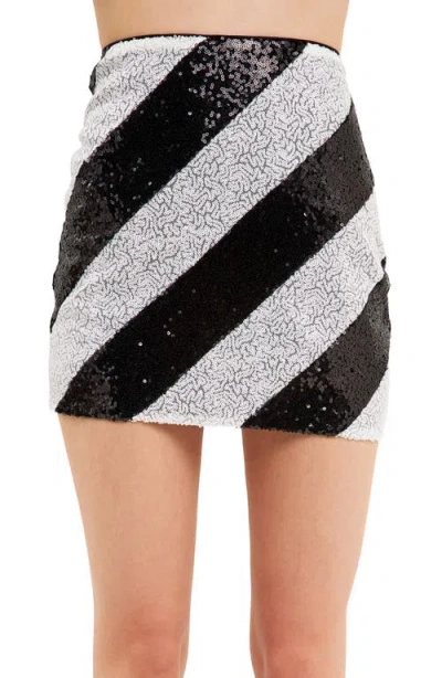 Endless Rose Sequin Stripe Miniskirt In Multi