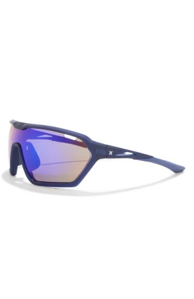 Hurley 51mm Polarized Angular Shield Sunglasses In Blue