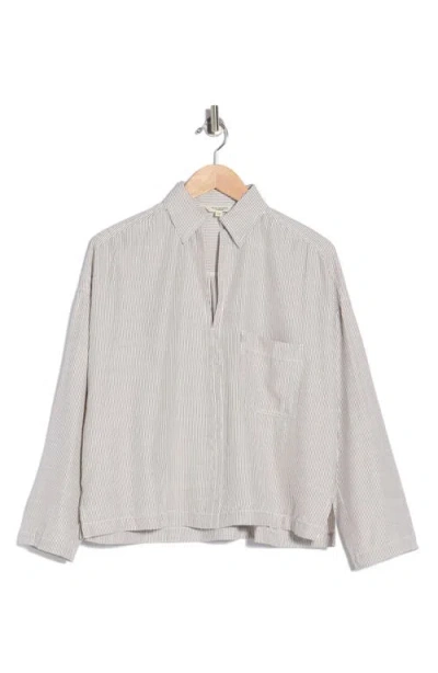 Max Studio Stripe Collared Top In Neutral