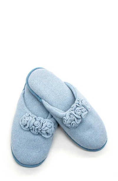 Portolano Flower Trim Cashmere Scuff Slipper In Multi