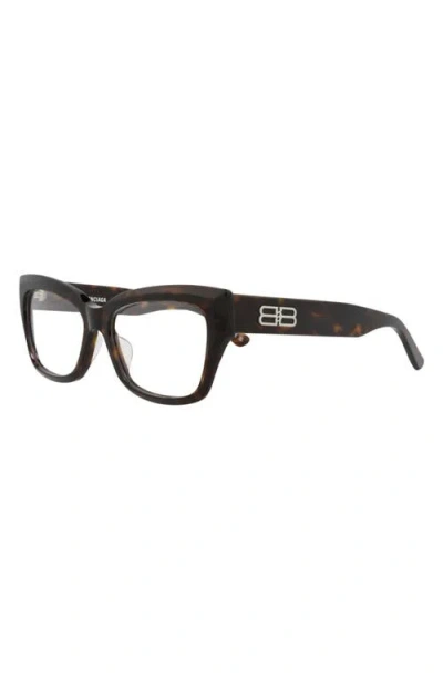 Balenciaga 55mm Rectangular Optical Glasses In Brown