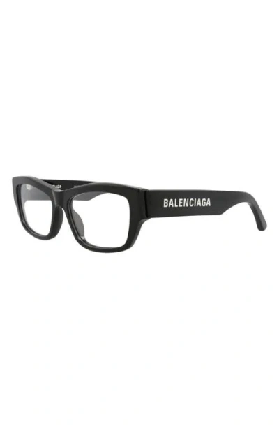 Balenciaga 54mm Rectangular Optical Glasses In Black
