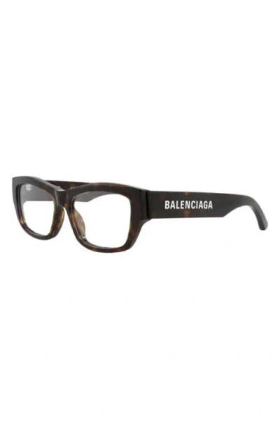 Balenciaga 54mm Rectangular Optical Glasses In Brown