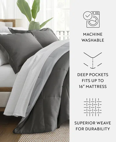Ienjoy Home Bedding Bundle Reversible Pattern 7-piece Comforter Set, Queen
