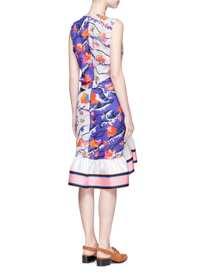 Shop Emilio Pucci 'ranuncoli' Stripe Hem Ruched Waist Silk Dress