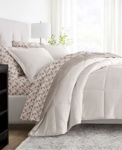 Ienjoy Home Bedding Bundle Reversible Pattern 7-piece Comforter Set, Queen