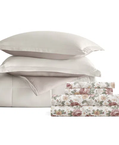 Ienjoy Home Bedding Bundle Reversible Pattern 7-piece Comforter Set, Queen