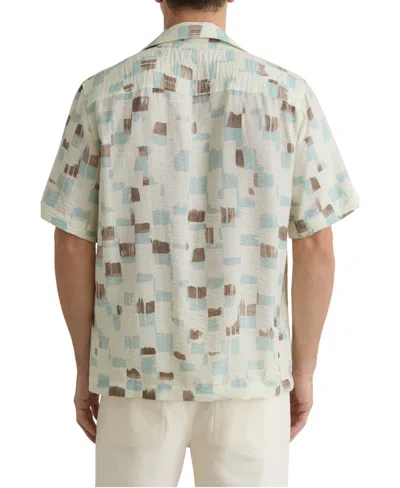 Reiss Mens Off White Vespucci Brushstroke-print Cotton Shirt Xl In Brown