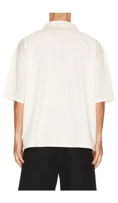 True Religion Half Zip Tiger Short Sleeve Shirt In White