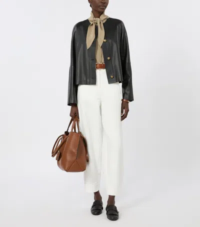 Max Mara Leather Jacket In Black