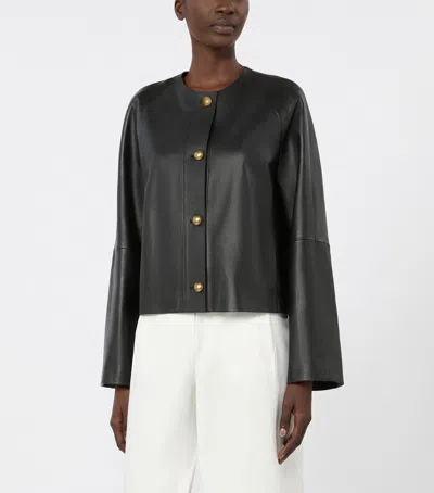 Max Mara Leather Jacket In Black