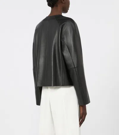Max Mara Leather Jacket In Black