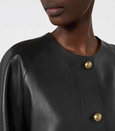 Max Mara Leather Jacket In Black