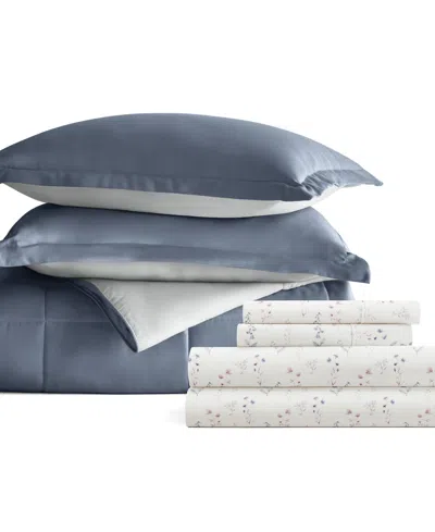 Ienjoy Home Bedding Bundle Reversible Pattern 7-piece Comforter Set, Queen