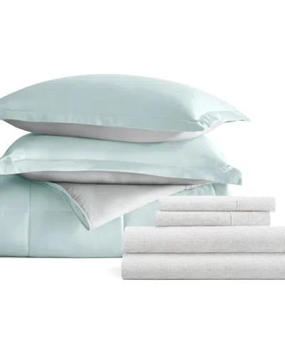 Ienjoy Home Bedding Bundle Reversible Pattern 7-piece Comforter Set, Queen