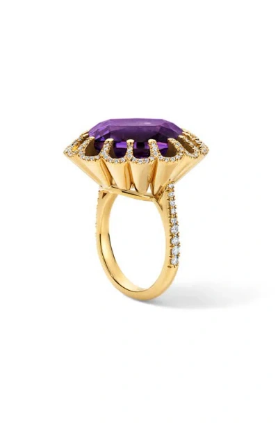 Mindi Mond Floating Amethyst & Diamond Pavé Cocktail Ring In Pattern