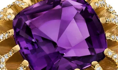 Mindi Mond Floating Amethyst & Diamond Pavé Cocktail Ring In Pattern