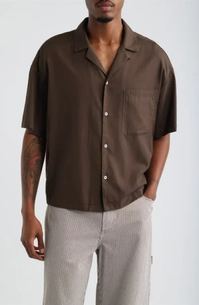 Elwood Boxy Camp Shirt In Brown