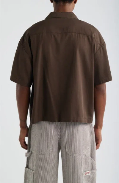Elwood Boxy Camp Shirt In Brown