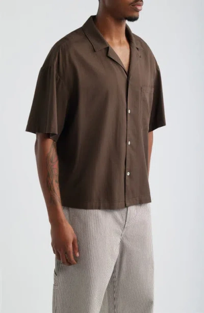 Elwood Boxy Camp Shirt In Brown