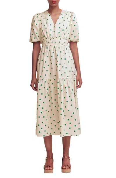 Boden Irene Polka Dot Print Midi Dress In White