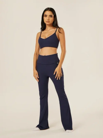 Be Athletica Essential Everyday Foldover Flared Pants In Blue