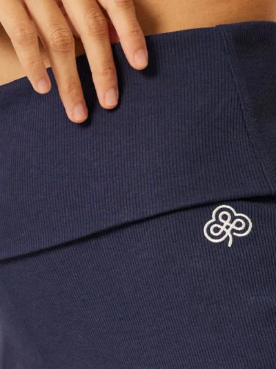 Be Athletica Essential Everyday Foldover Flared Pants In Blue