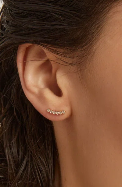 Aurate New York Lab Grown Sapphire Climber Flatback Earring In Gold
