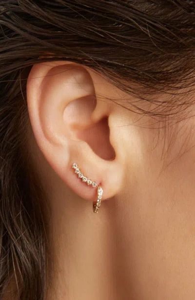 Aurate New York Lab Grown Sapphire Climber Flatback Earring In Gold