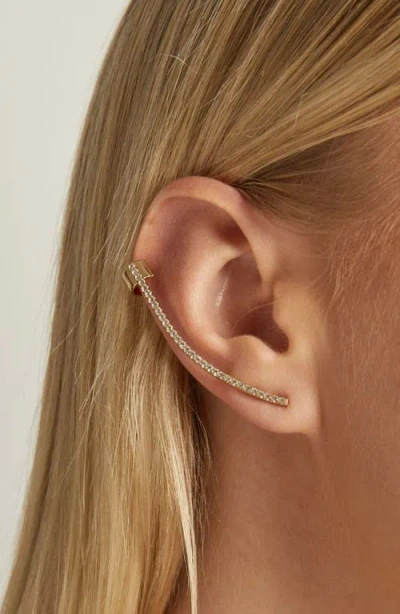 Aurate New York Archival Path Ear Climber Cuff In Yellow