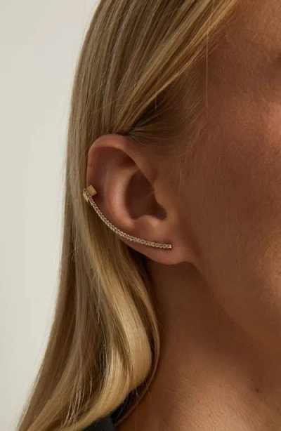 Aurate New York Archival Path Ear Climber Cuff In Yellow