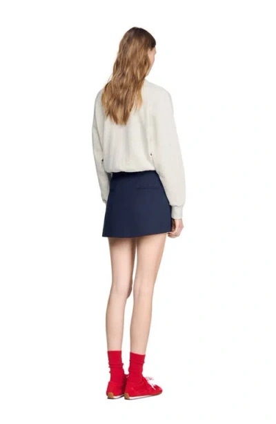 Sandro Striped Wool Skort In Blue