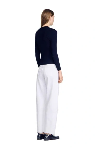 Sandro Cardigan With Lace Panel In Black