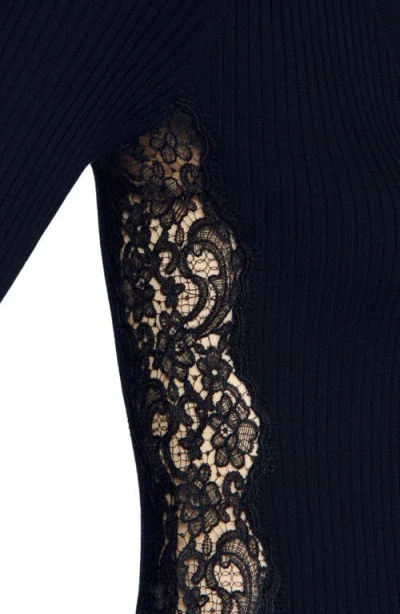 Sandro Cardigan With Lace Panel In Black