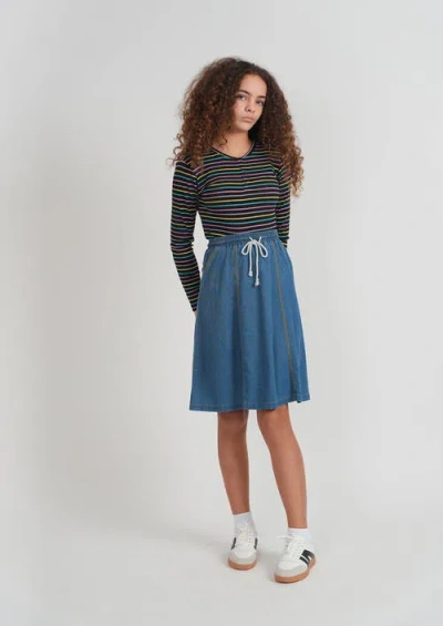 Fyi Multi Stripe Waffle Snap Front Top In Multi