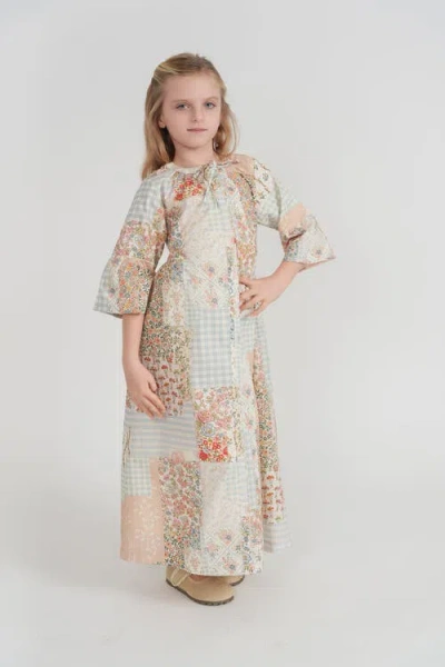Seal Patchwork Flutter Sleeve Shell Button Robe In Neutral