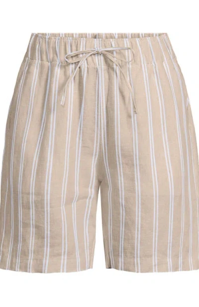 Lands' End Linen High Rise Pull On 7" Shorts In Neutral