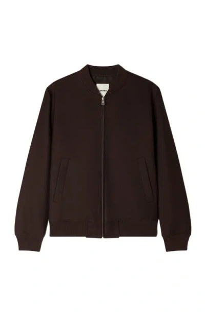 Sandro Mens Chocolate Ribbed-collar Regular-fit Technical Wool-blend Jacket In Brown