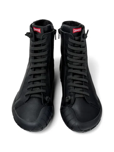 Camper Peu Path+ Leather Ankle Boots In Black