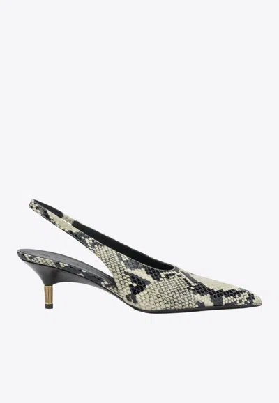 Khaite Bella 55 Python Print Leather Slingback Pumps In Animal Print