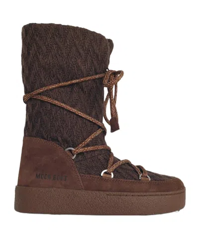 Moon Boot Knit Mini Boots With Non-slip Sole For Women In Black