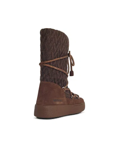 Moon Boot Knit Mini Boots With Non-slip Sole For Women In Black