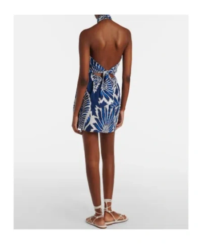 Poupette St Barth Manon Floral Halterneck Cotton Minidress In Blue