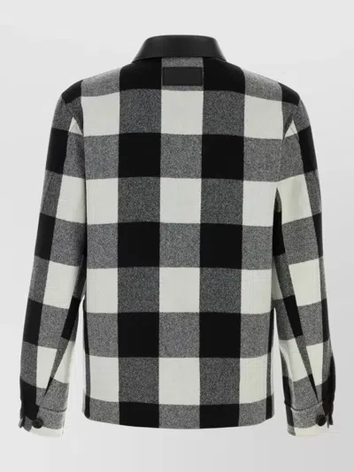 Givenchy Wool Shirt Jacket Collared Neck Check In Black