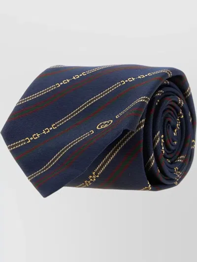 Gucci Regular Width Jacquard Tie Diagonal Stripes In Blue
