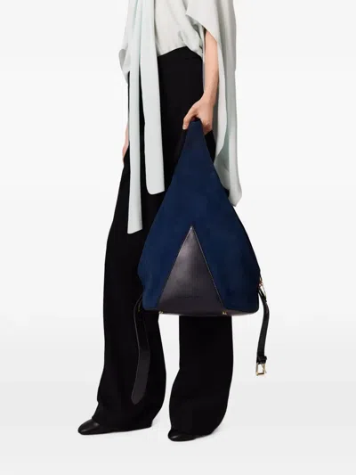 Stella Mccartney Triangular-panel Shoulder Bag In Blue