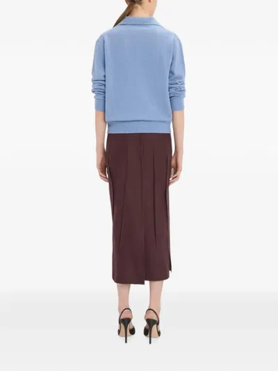 Victoria Beckham Genevieve Spread-collar Embroidered-logo Sweater In Blue