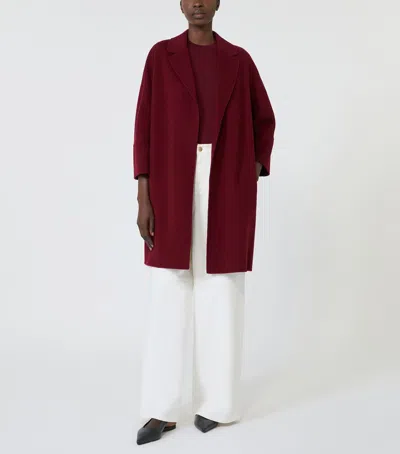 Max Mara Short Double-faced Wool Coat In Burgundy