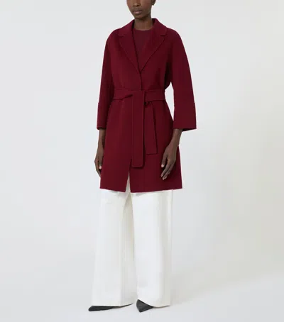 Max Mara Short Double-faced Wool Coat In Burgundy