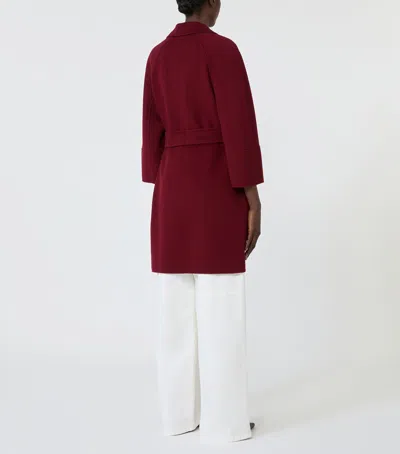 Max Mara Short Double-faced Wool Coat In Burgundy